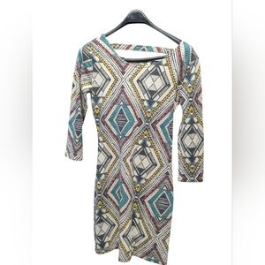 Billabong Multicolor Geometric Long Sleeve mini Dress